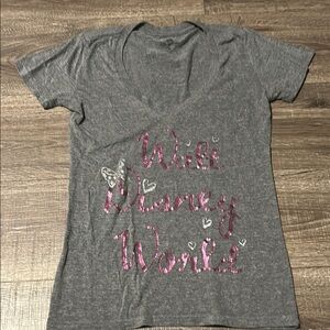 Disney Gray Tee with Pink Sequins